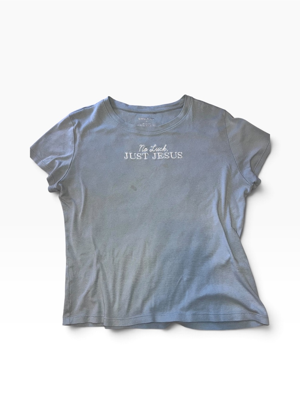 Embroidered 'Just Jesus' Short Sleeve Tee - Blue